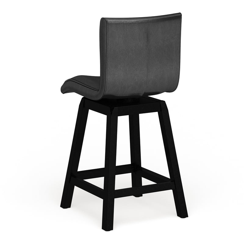 Furniture of America Omura Faux Leather 7-Piece Counter Table Set in Black