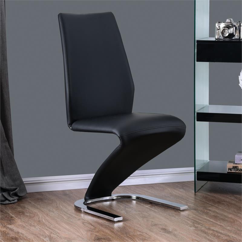 Furniture of America Verdell Faux Leather Dining Chair in Black (Set of 2)