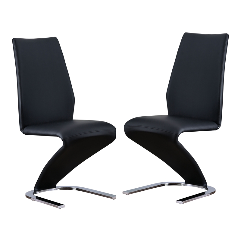 Furniture of America Verdell Faux Leather Dining Chair in Black (Set of 2)