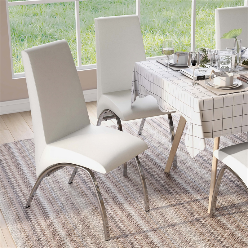Furniture of America Duell Faux Leather Dining Chair in White (Set of 2)