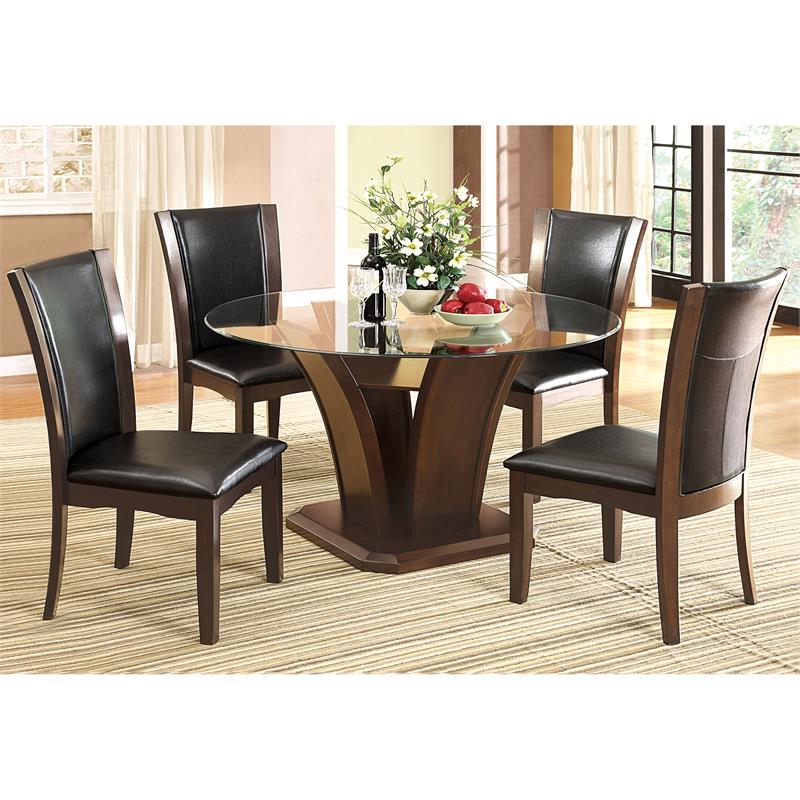 Furniture of America Waverly Wood 5-Piece Dining Table Set in Brown Cherry