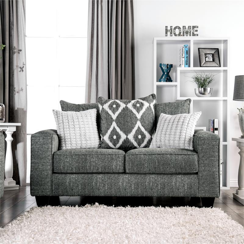 Furniture of America Amberly Contemporary Fabric Loveseat in Gray