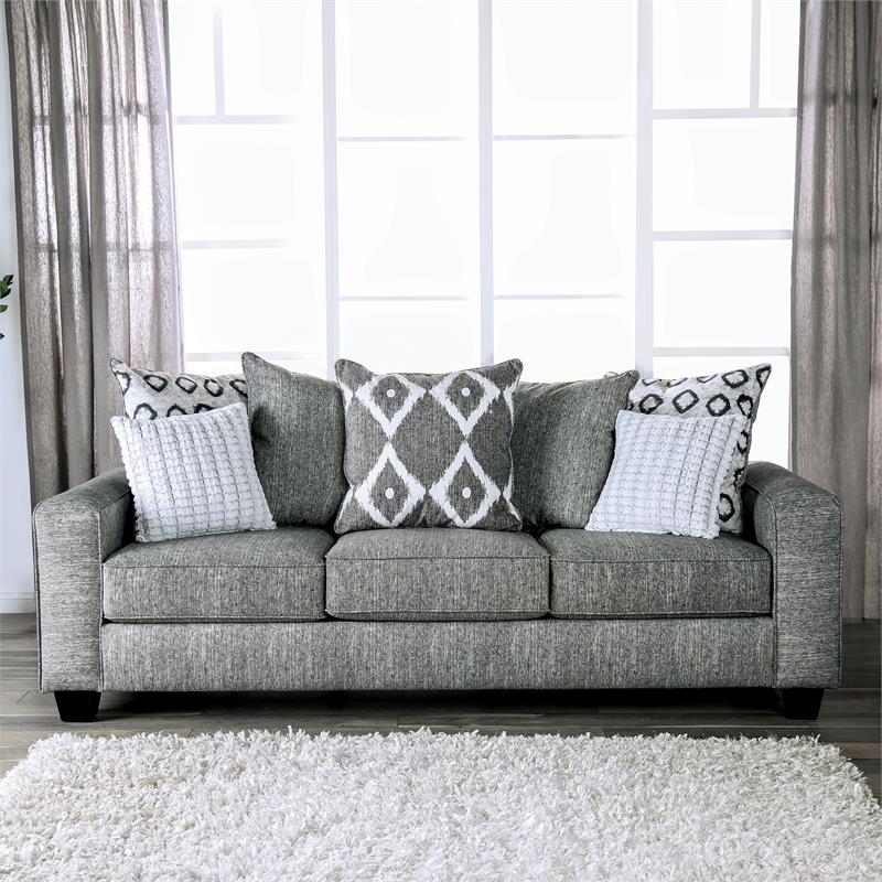 Furniture of America Amberly Contemporary Fabric Sofa in Gray