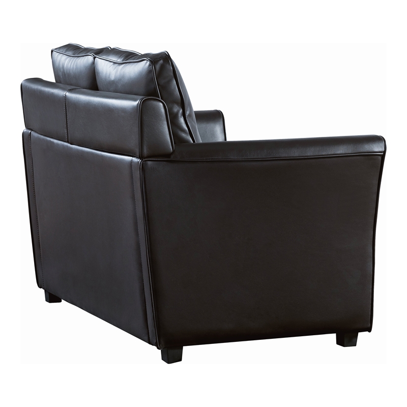 Furniture of America Lillard Faux Leather Upholstered Loveseat in Dark Gray