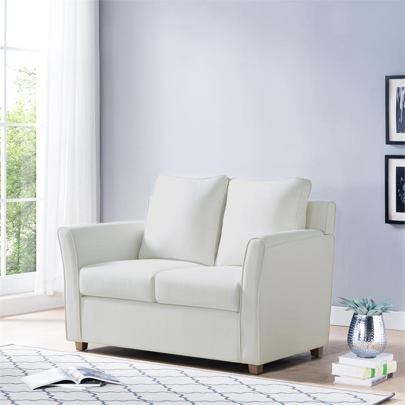 Furniture of America Lillard Fabric Upholstered Loveseat in Cream