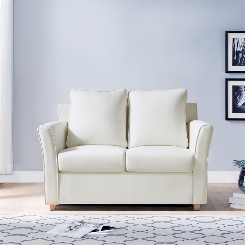 Furniture of America Lillard Fabric Upholstered Loveseat in Cream