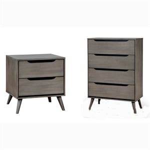 Furniture of America Belkor Wood 2-Piece Chest and Nightstand Set in Gray