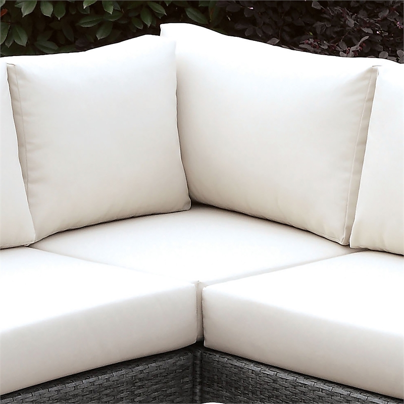 Furniture of America Arthur Contemporary Rattan Patio Corner Chair in Light Gray