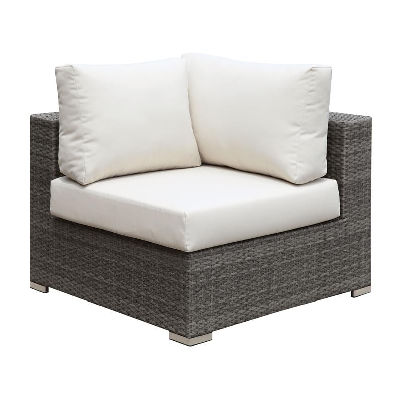 Furniture of America Arthur Contemporary Rattan Patio Corner Chair in Light Gray