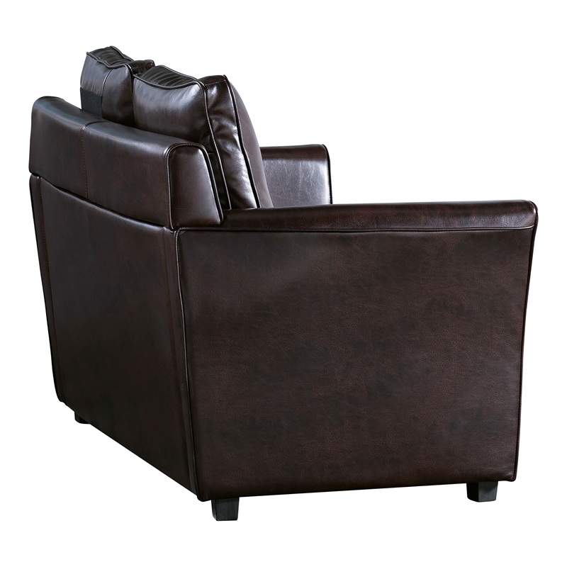 Furniture of America Lillard Faux Leather Upholstered Loveseat in Brown
