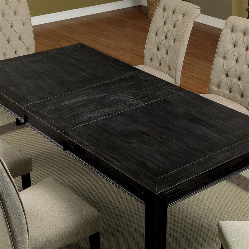 Furniture of America Sinuata Wood 6-Piece 84-inch Dining Table Set in Black