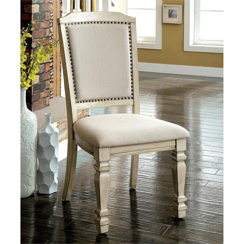 Furniture of America Gaines Wood 9-Piece Dining Set in Antique White