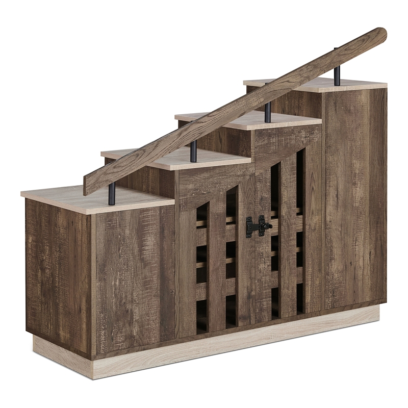 Furniture of America Barstead Wood Staircase Shoe Cabinet in Reclaimed Oak