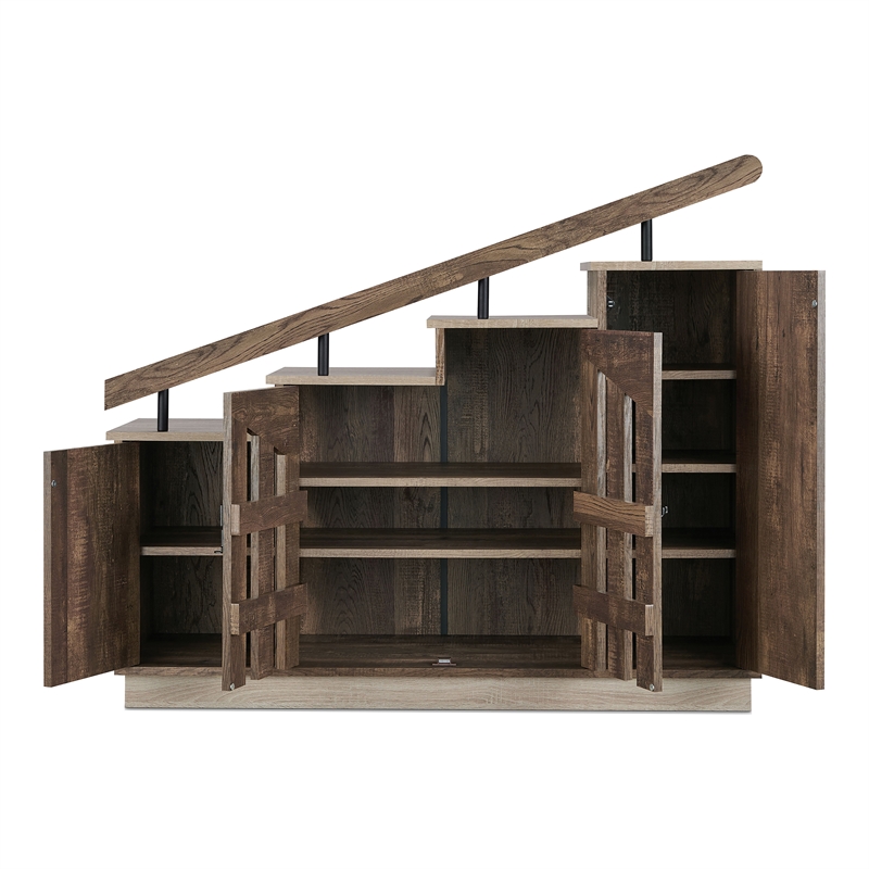 Furniture of America Barstead Wood Staircase Shoe Cabinet in Reclaimed Oak