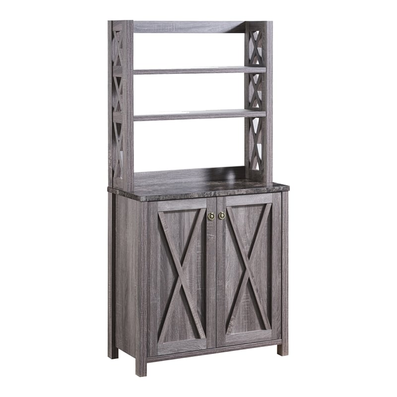 Furniture of America Schuetz Wood Multi-Storage Baker Rack in Gray