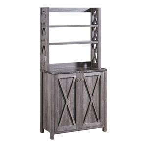Furniture of America Schuetz Wood Multi-Storage Baker Rack in Gray