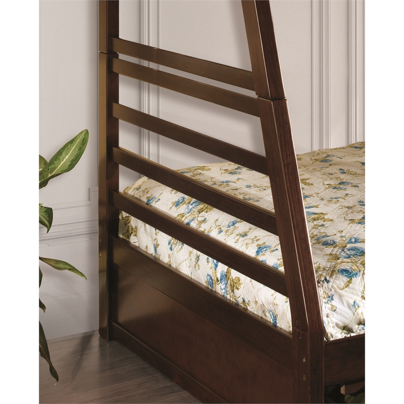 Furniture of America Tomi Wood Twin over Full Storage Bunk Bed in Dark Walnut