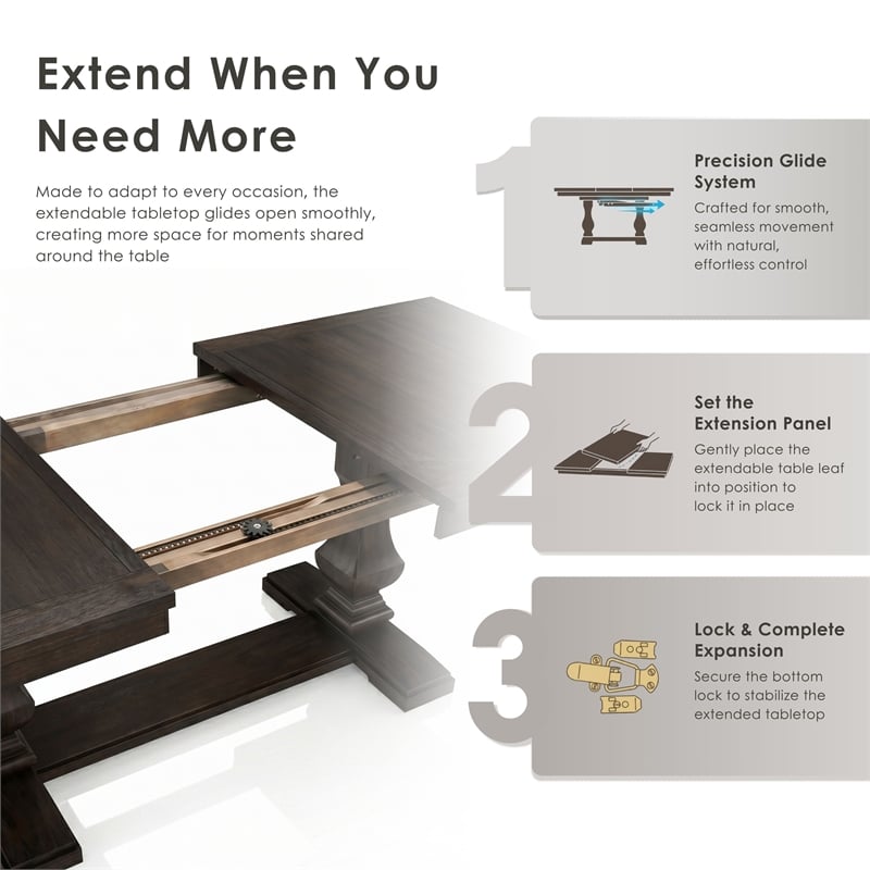 Furniture of America Lemieux Solid Wood Expandable Dining Table in Espresso