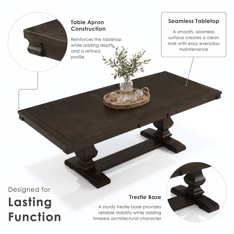 Furniture of America Lemieux Solid Wood Expandable Dining Table in Espresso