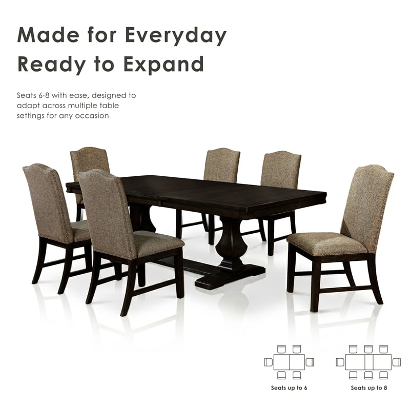 Furniture of America Lemieux Solid Wood Expandable Dining Table in Espresso