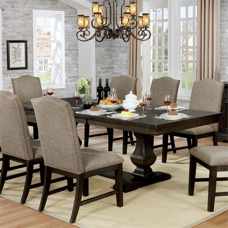 Furniture of America Lemieux Solid Wood Expandable Dining Table in Espresso