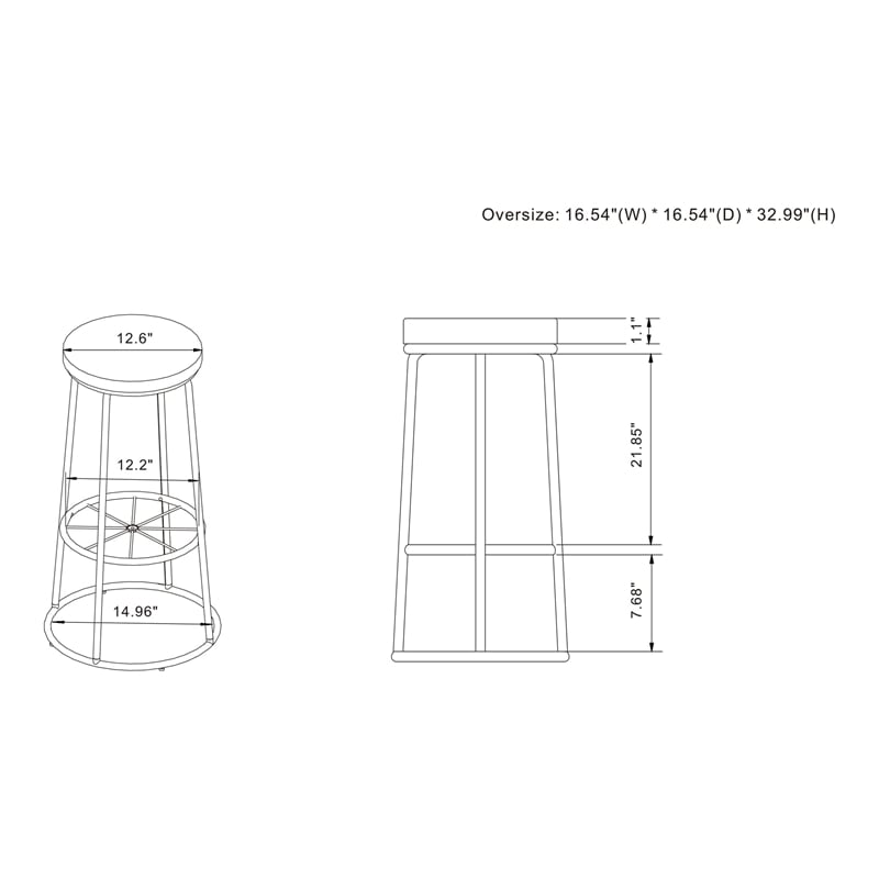 Furniture of America Cera Metal Bar Stool in Warm Oak (Set of 2)