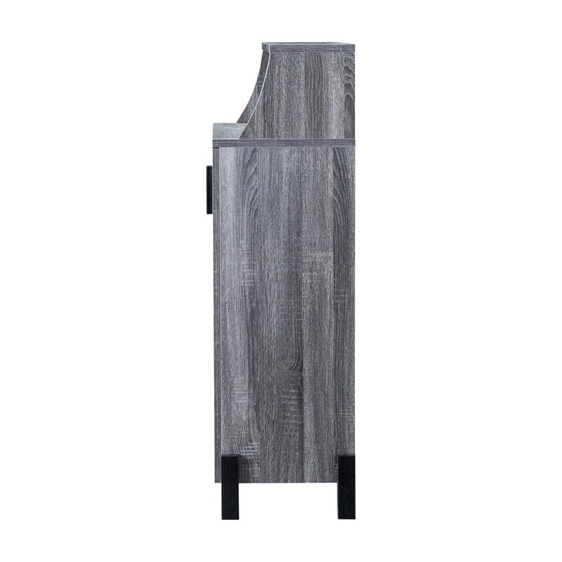 Furniture of America Liguari Wood 5-Shelf Shoe Cabinet in Distressed Gray