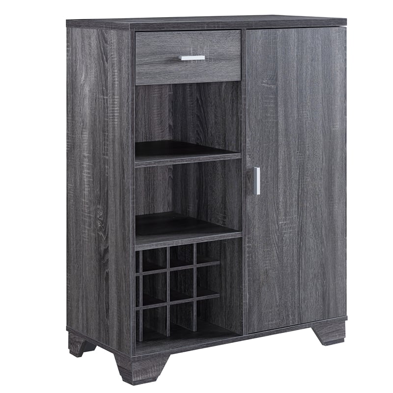 Furniture of America Morchi Modern Wood 12-Bottle Buffet in Dark Gray