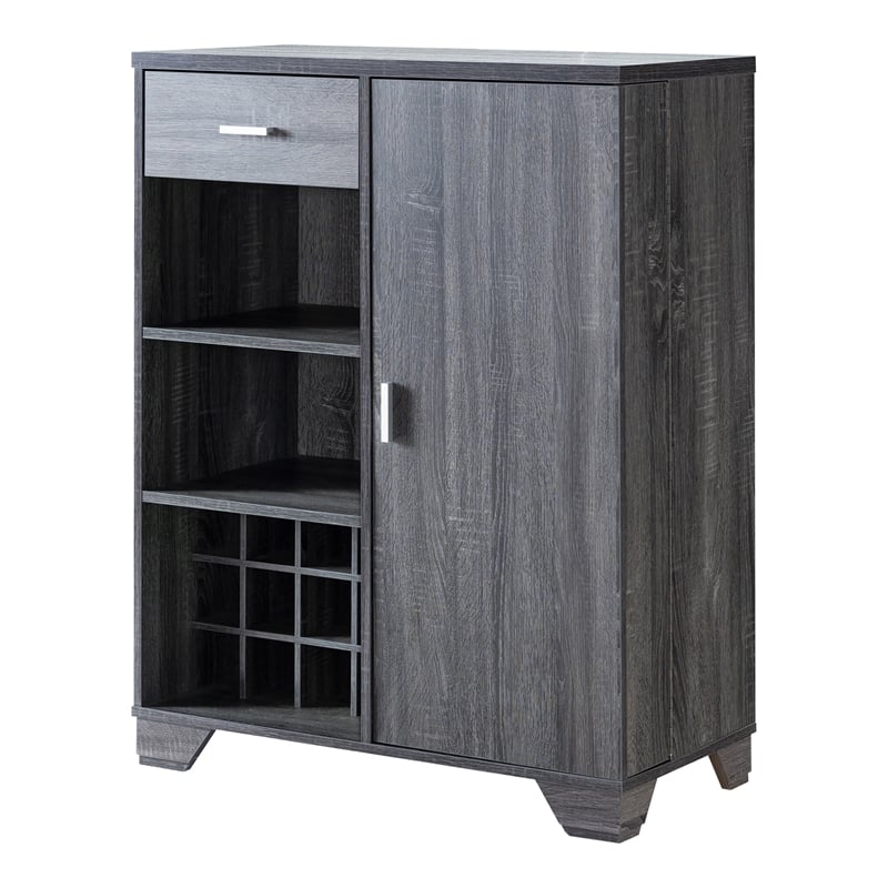 Furniture of America Morchi Modern Wood 12-Bottle Buffet in Dark Gray