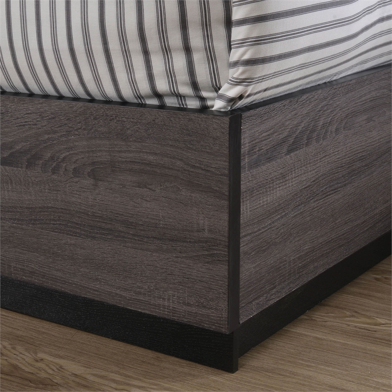 FOA Drummond 3-Piece Gray Wood Panel Bedroom Set - King + 2 Nightstands