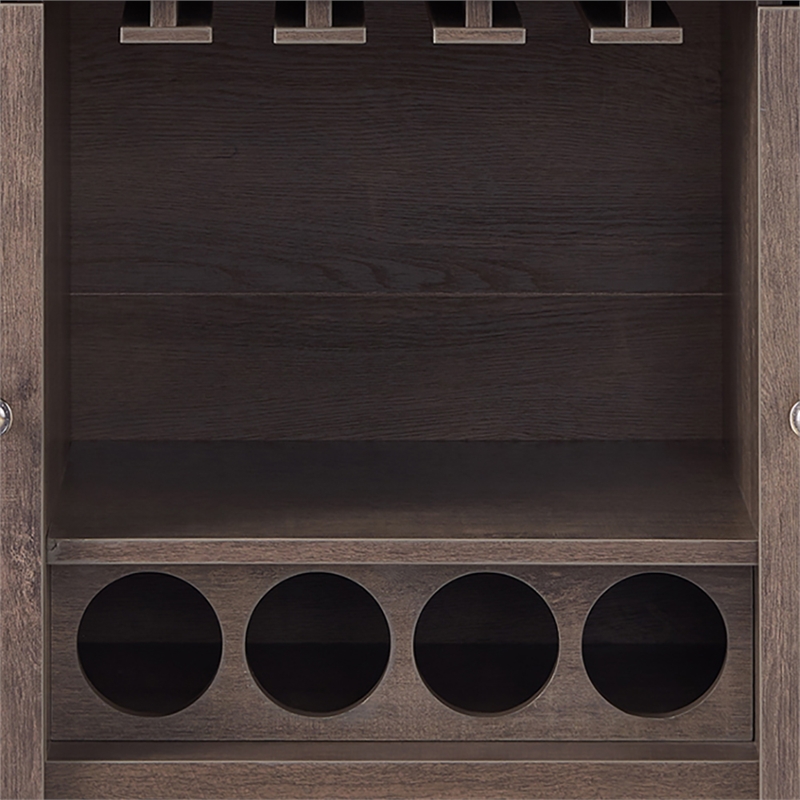 Furniture of America Nico Modern Wood 4-Bottle Buffet in Walnut Oak