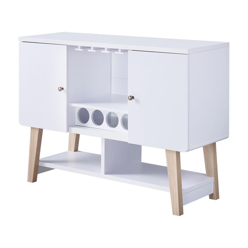 Furniture of America Nico Modern Wood 4-Bottle Buffet in White