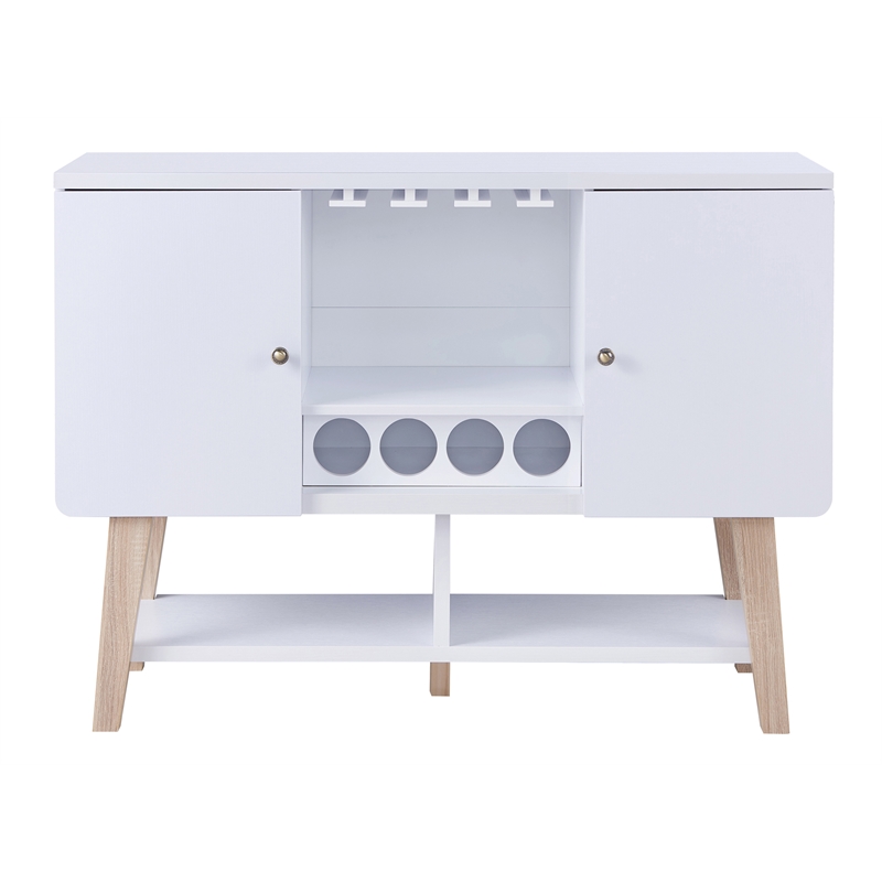 Furniture of America Nico Modern Wood 4-Bottle Buffet in White