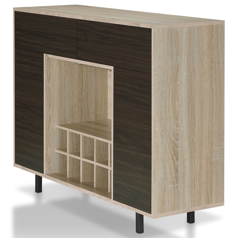 Furniture of America Tarian Wood 10-Bottle Buffet Server in Natural Oak