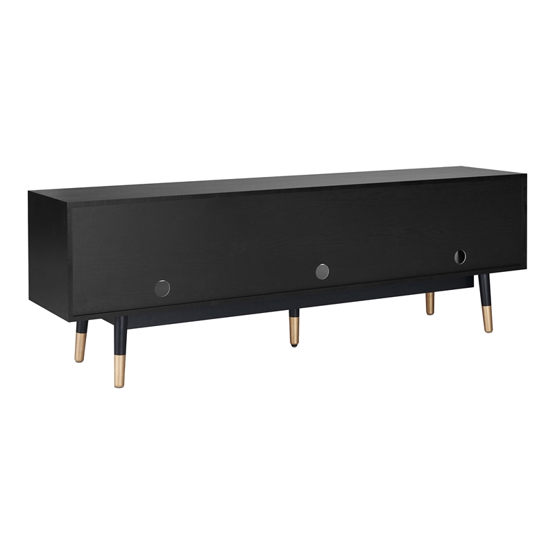 Furniture of America Zuna Mid-Century Modern Wood 3-Drawer TV Stand in Black