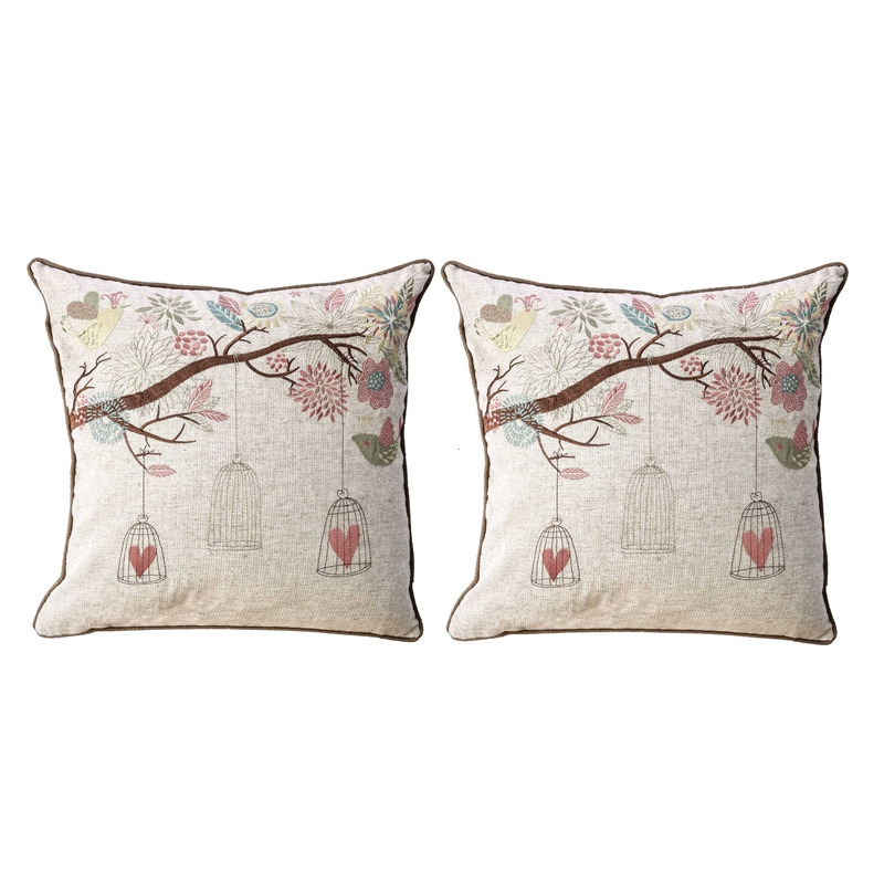 Furniture of America Cowgill Fabric 20-Inch Throw Pillow in Natural (Set of 2)
