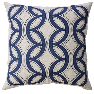 Furniture of America Cousineau Fabric Natural and Indigo Throw Pillow (Set of 2)