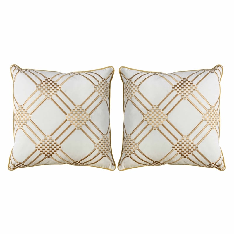 Furniture of America Creighton Fabric Throw Pillow in Ivory (Set of 2)