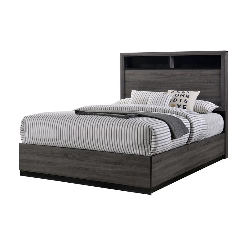 FOA Drummond 3-Piece Gray Wood Panel Bedroom Set- King + Nightstand + Chest