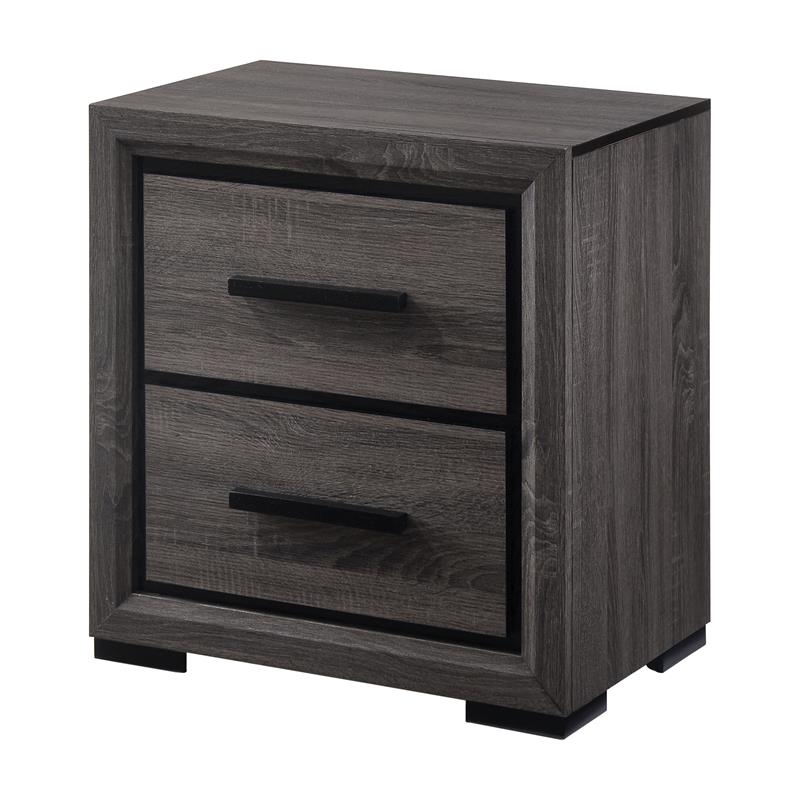 FOA Drummond 3-Piece Gray Wood Panel Bedroom Set- King + Nightstand + Chest