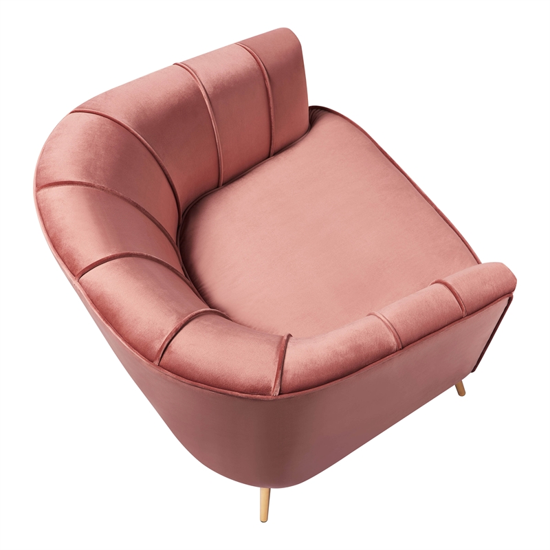 Furniture of America Elvie Velvet Upholstered Accent Chair in Vintage Pink Rose