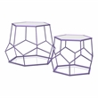 Furniture of America Boris Metal 2-Piece Nesting Accent Table Set in Purple