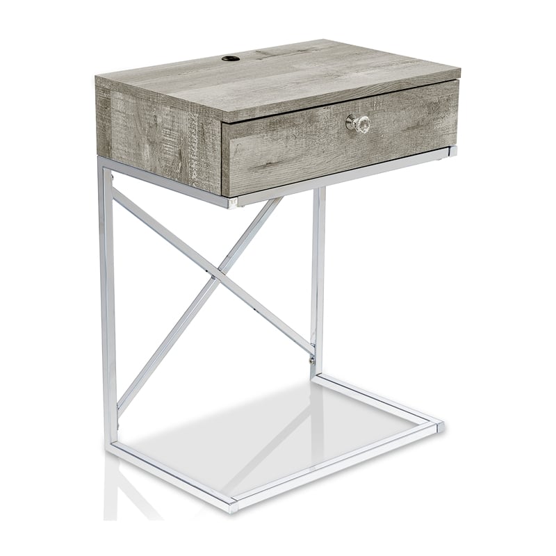 Furniture of America Kylie Modern Wood 1-Drawer End Table in Light Gray