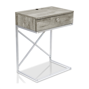 Furniture of America Kylie Modern Wood 1-Drawer End Table in Light Gray