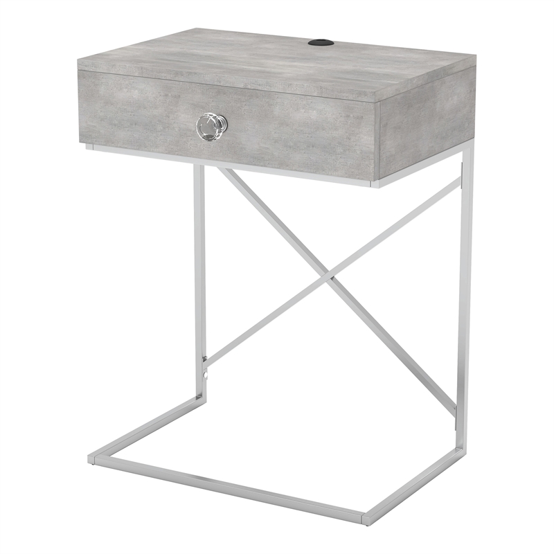 Furniture of America Kylie Modern Wood 1-Drawer End Table in Light Gray