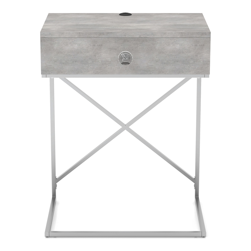 Furniture of America Kylie Modern Wood 1-Drawer End Table in Light Gray