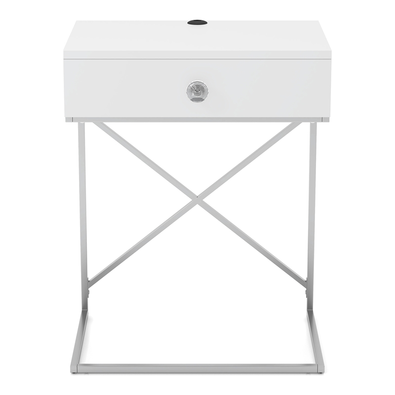 Furniture of America Kylie Modern Wood 1-Drawer End Table in Glossy White