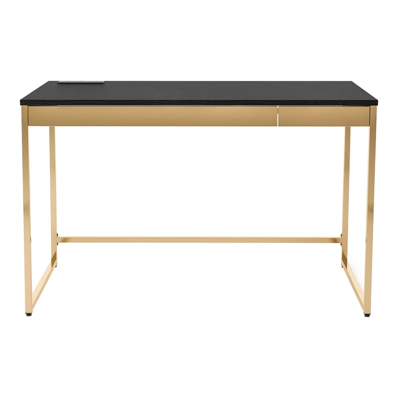 Furniture of America Abair Metal Writing Desk with USB Port in Black