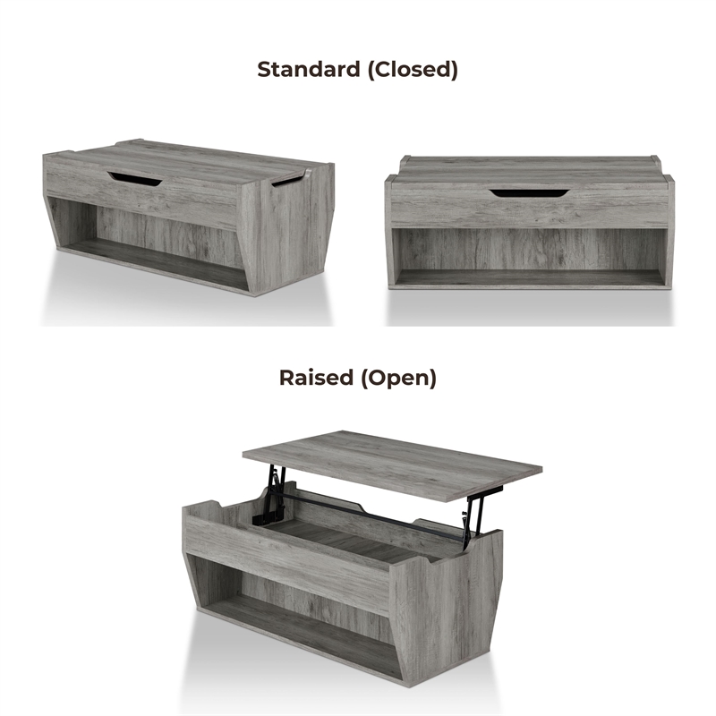 Furniture of America Edwards Wood Lift-Top Coffee Table in Vintage Gray