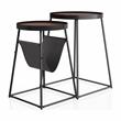 Furniture of America Lassatov Metal 2-Piece Nesting Table in Matte Black